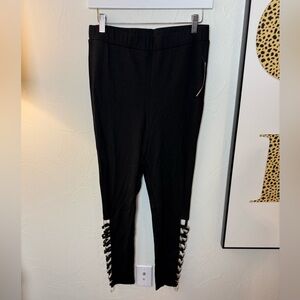 VENUS Black Leggings with Gold Accents